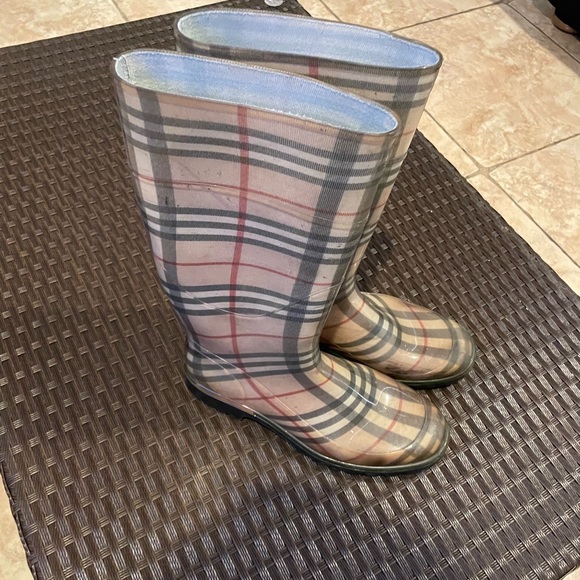 Burberry Shoes - Burberry Rubber Plaid Print Rain Boots